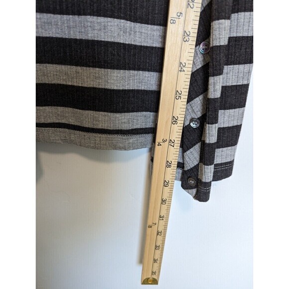 MAGASCHONI Cardigan Womens Size L Gray Ribbed Striped Lightweight Casual Sweater - Picture 11 of 11